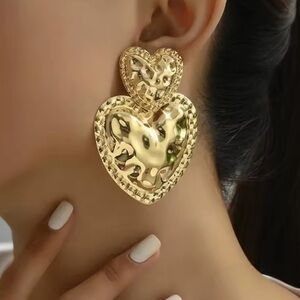 Gold color ZARA Heart-Shaped Earrings